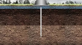 Injection probe inserted below the soil surface.