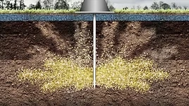 Treatment material entering the fissures around the probe.